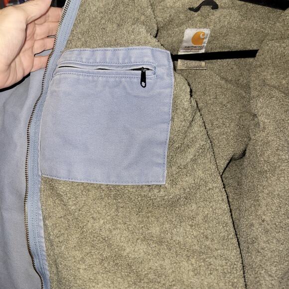 Carhartt Work Jacket Sandstone Sierra Sherpa Lined Duck Canvas Womens XL Outdoo - Picture 9 of 13